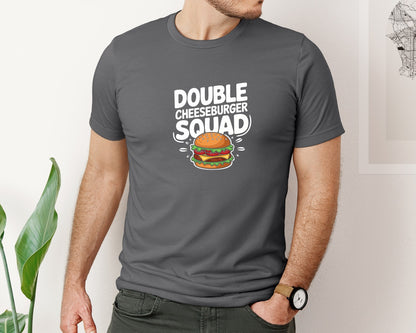 brand:Bella Canvas|color:Asphalt|Double Cheeseburger Squad T Shirt Design 2 Graphic T-Shirt