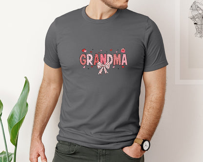 brand:Bella Canvas|color:Asphalt|Grandma Valentine Coquette Bow Doodle Graphic T-Shirt