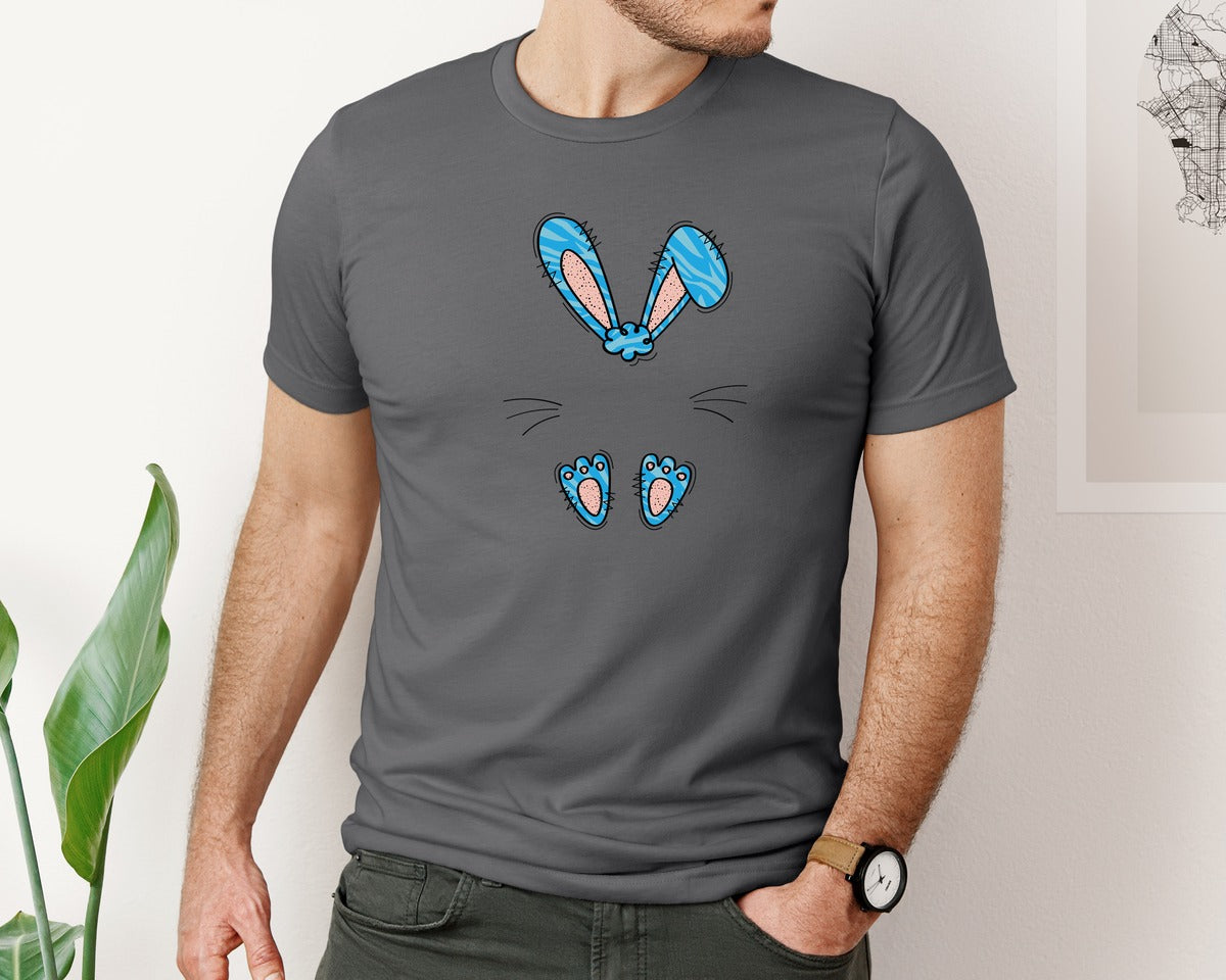 brand:Bella Canvas|color:Asphalt|Boys Easter Monogram Bunny Graphic T-Shirt