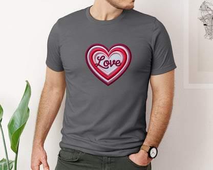 brand:Bella Canvas|color:Asphalt|Latch Hook Valentine Heart Faux Yar 2 Graphic T-Shirt
