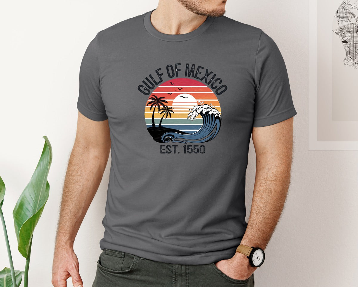 brand:Bella Canvas|color:Asphalt|Gulf Of Mexico Sunset Graphic T-Shirt