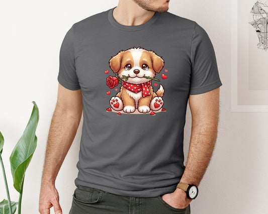 Cute Dog Rose Valentine Tshirt 2 Graphic T-Shirt