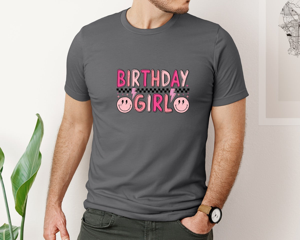 brand:Bella Canvas|color:Asphalt|Preppy Birthday Girl Birthday Graphic T-Shirt