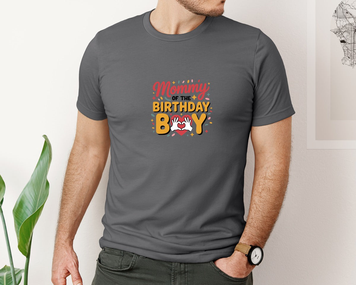 brand:Bella Canvas|color:Asphalt|Mommy Of The Birthday Boy T Shirt Design 3 Graphic T-Shirt