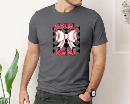 brand:Bella Canvas|color:Asphalt|Retro Coquette Baseball Mama 2 Graphic T-Shirt