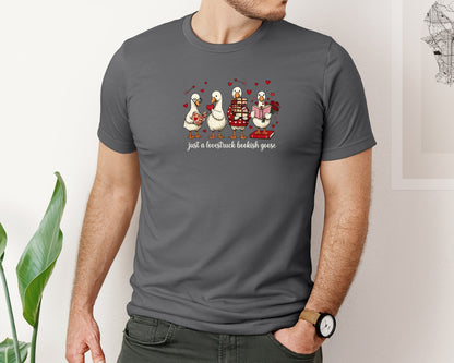 brand:Bella Canvas|color:Asphalt|Valentines Day Silly Bokish Goose Love Graphic T-Shirt