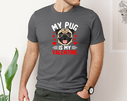 brand:Bella Canvas|color:Asphalt|Pug Love Valentines Day T Shirt Graphic T-Shirt