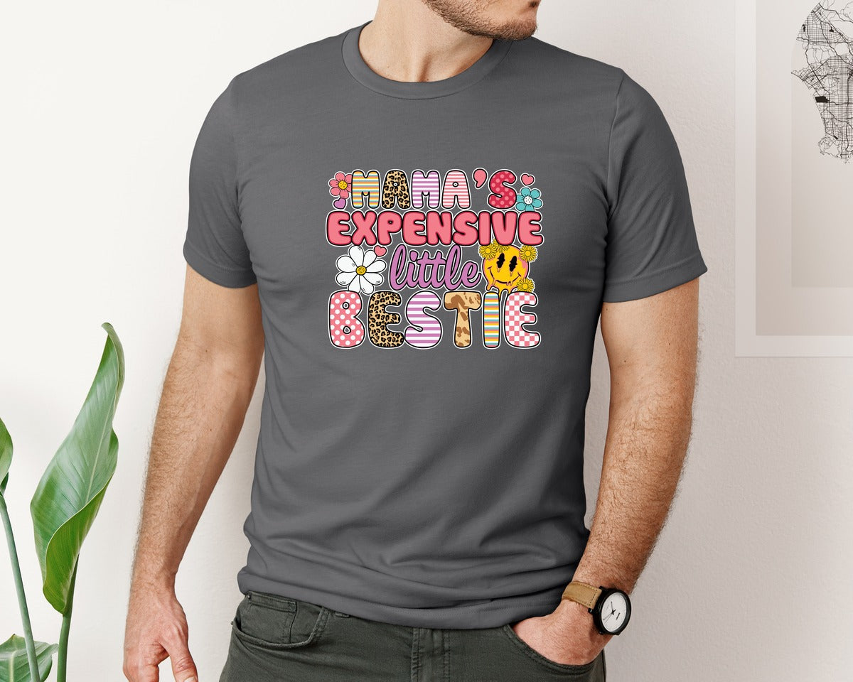 brand:Bella Canvas|color:Asphalt|Mamas Expensive Little Bestie 9 Graphic T-Shirt