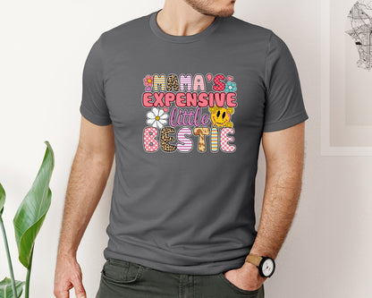 brand:Bella Canvas|color:Asphalt|Mamas Expensive Little Bestie 9 Graphic T-Shirt