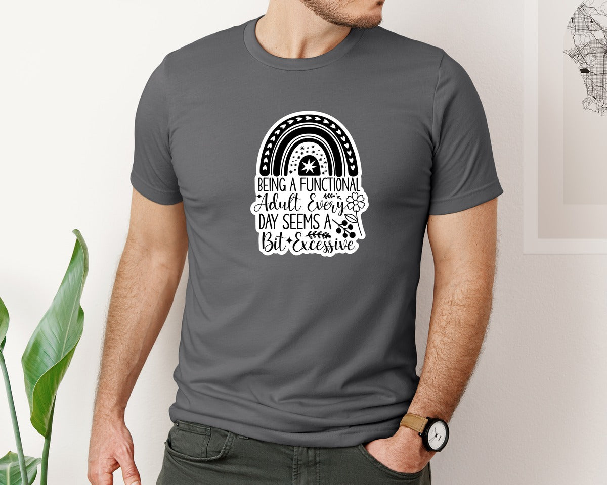 brand:Bella Canvas|color:Asphalt|Funny Quotes Sarcastic Sticker Graphic T-Shirt