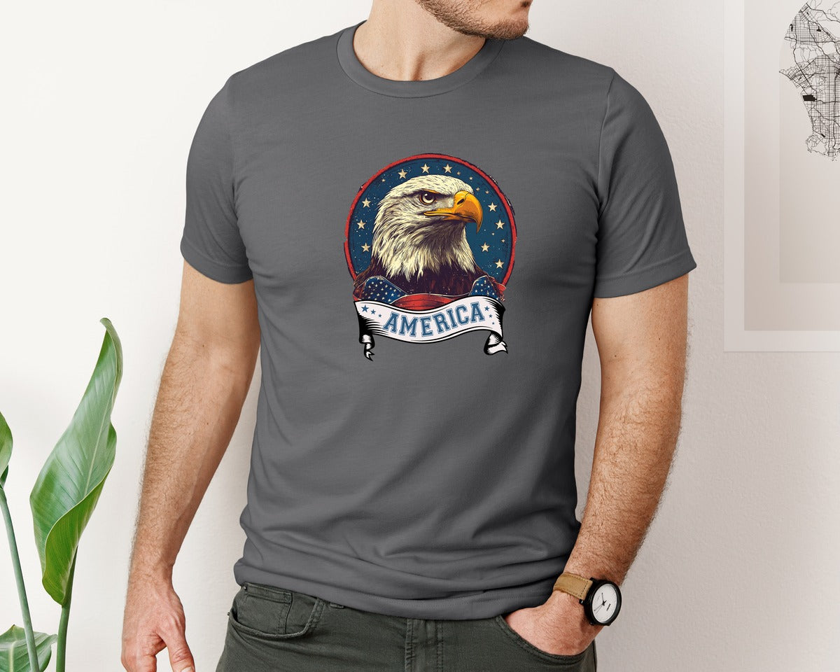 brand:Bella Canvas|color:Asphalt|4Th Of July Patriotic America Graphic T-Shirt