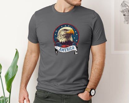 brand:Bella Canvas|color:Asphalt|4Th Of July Patriotic America Graphic T-Shirt