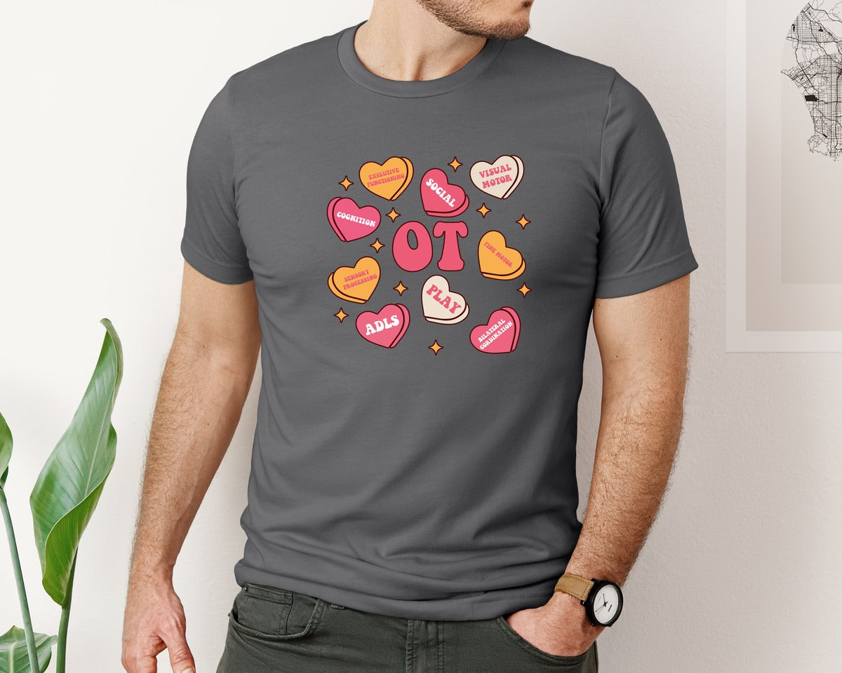 brand:Bella Canvas|color:Asphalt|Ot Valentines Day Occupational Therapy Graphic T-Shirt