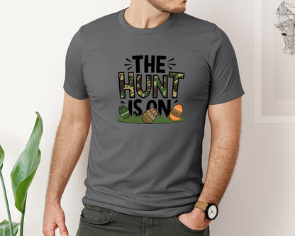 brand:Bella Canvas|color:Asphalt|The Hunt Is On Camo Easter Egg Camo Graphic T-Shirt