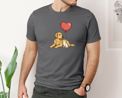 brand:Bella Canvas|color:Asphalt|Valentines Day Dog And Cat Love Graphic T-Shirt
