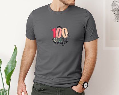 brand:Bella Canvas|color:Asphalt|100 Days Of School Shirt 100 Day 3 Graphic T-Shirt