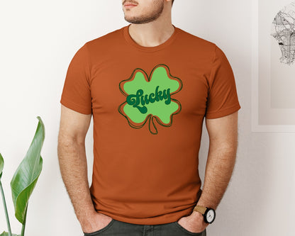 brand:Bella Canvas|color:Autumn|Lucky St Patricks Day Clover 2 Graphic T-Shirt