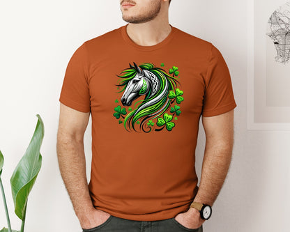 brand:Bella Canvas|color:Autumn|St Patricks Day Horse Lucky Graphic T-Shirt