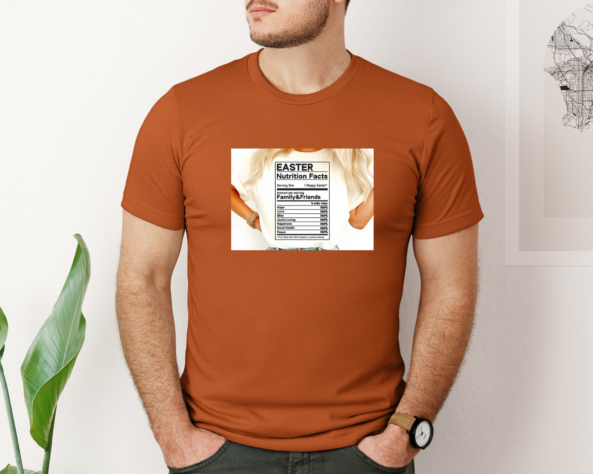 brand:Bella Canvas|color:Autumn|Easter Nutrition Facts Easter 2 Graphic T-Shirt