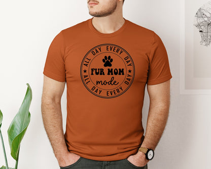 brand:Bella Canvas|color:Autumn|Fur Mom Funny Dog Mom Shirt Graphic T-Shirt