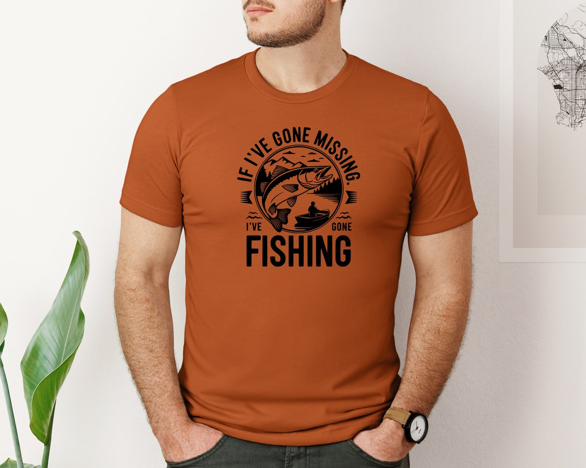 brand:Bella Canvas|color:Autumn|If Ive Gone Missing Ive Gone Fishing T Graphic T-Shirt