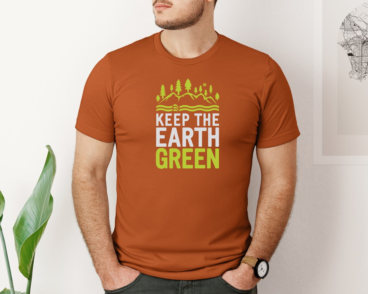 brand:Bella Canvas|color:Autumn|Keep The Earth Green Environment Cute Graphic T-Shirt