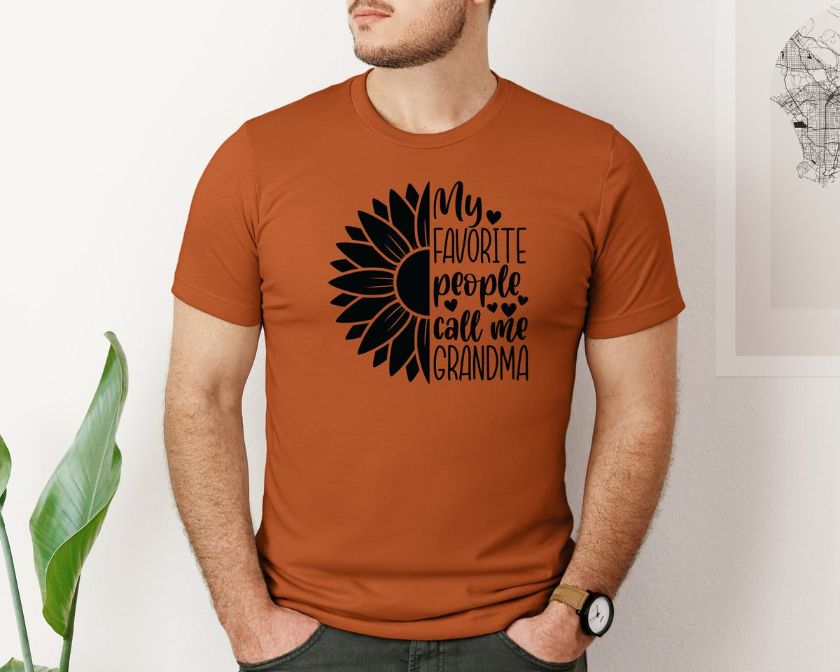 brand:Bella Canvas|color:Autumn|Grandma Sunflower Grandma Graphic T-Shirt