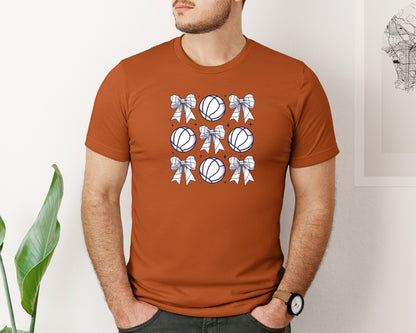 brand:Bella Canvas|color:Autumn|Volleyball Bow Volleyball Mama Graphic T-Shirt