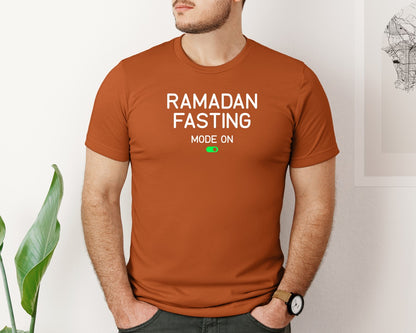brand:Bella Canvas|color:Autumn|Ramadan Fasting Mode On Ramadan Typogra Graphic T-Shirt