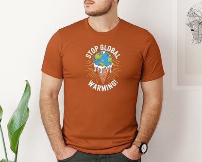 brand:Bella Canvas|color:Autumn|Stop Global Warming Funny Cute Teacher 2 Graphic T-Shirt