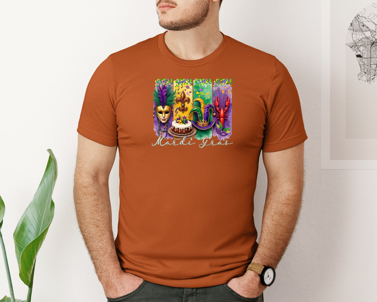 brand:Bella Canvas|color:Autumn|Mardi Gras Coquette 2 Graphic T-Shirt