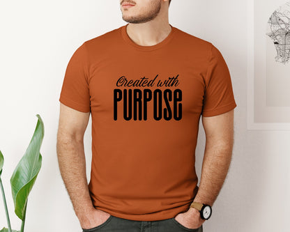 brand:Bella Canvas|color:Autumn|Created With Purpose Sleeve Design Graphic T-Shirt