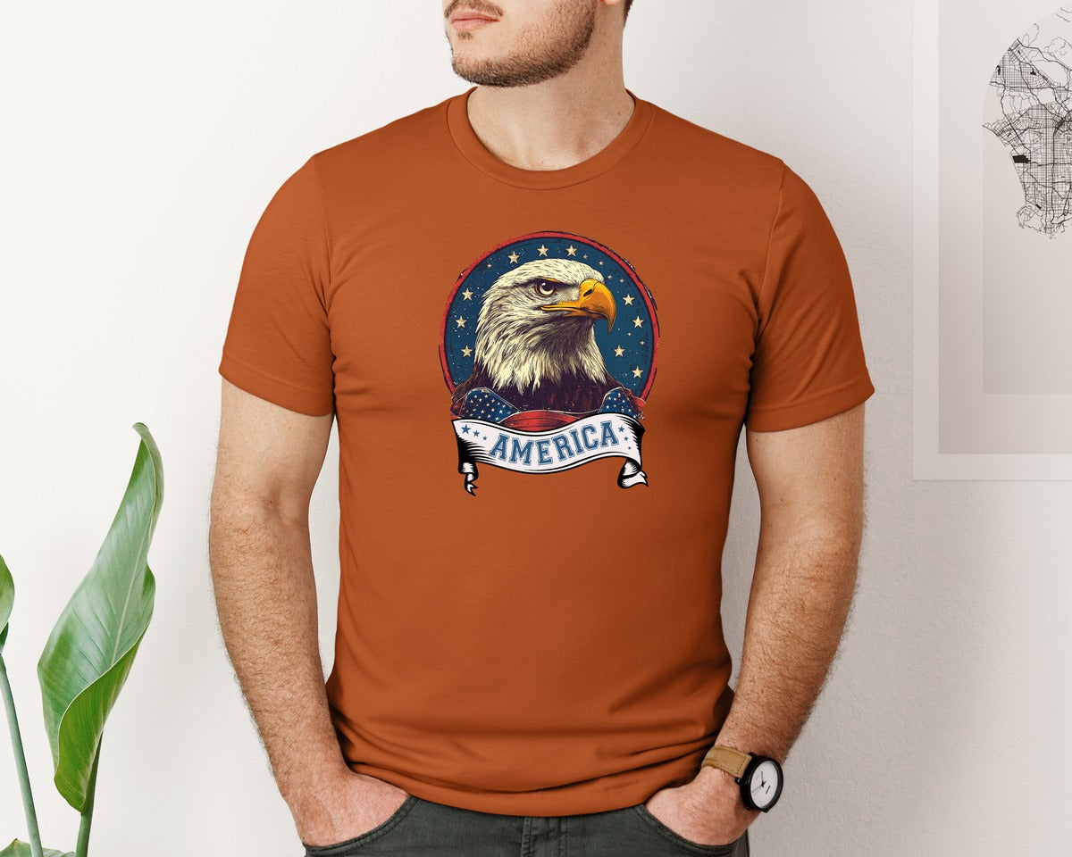 brand:Bella Canvas|color:Autumn|4Th Of July Patriotic America Graphic T-Shirt