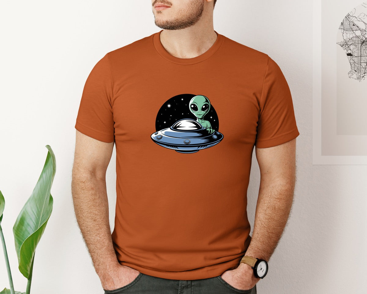brand:Bella Canvas|color:Autumn|Retro Vintage Ufo Alien T Shirt Design 4 Graphic T-Shirt