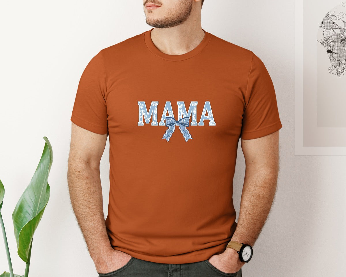 brand:Bella Canvas|color:Autumn|Mama Floral Coquette Bow Mama Graphic T-Shirt