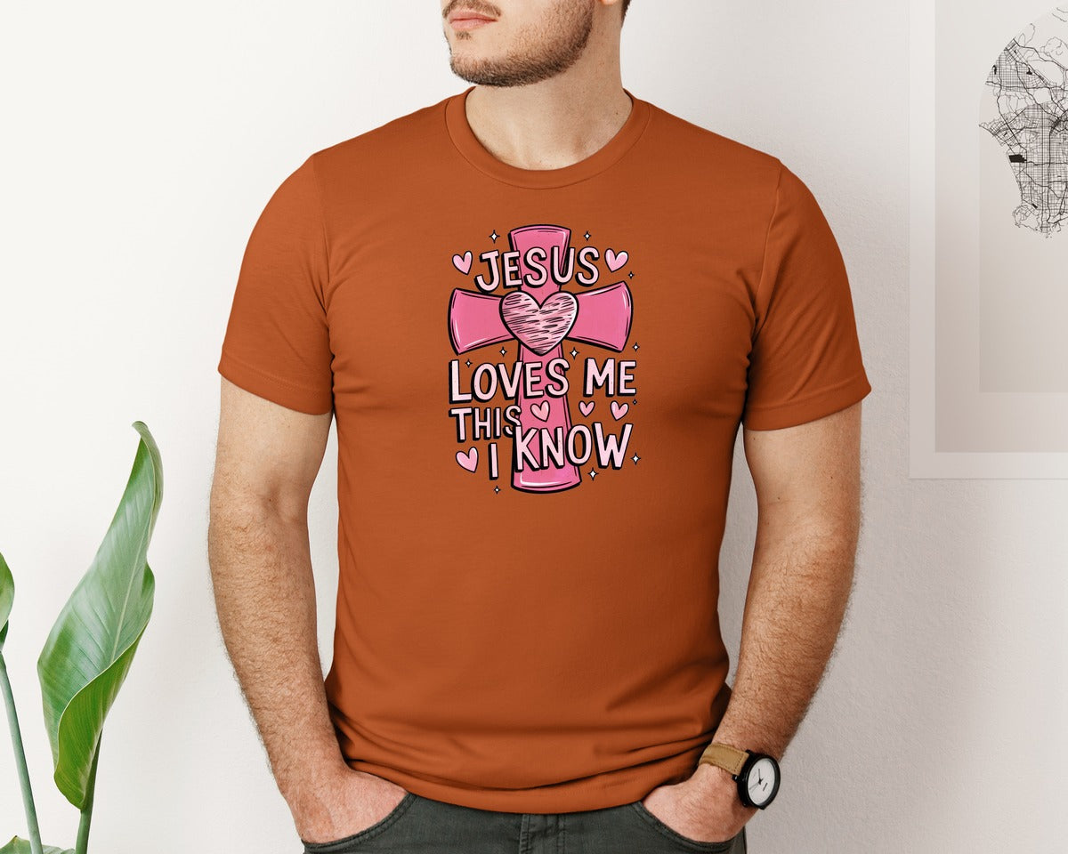 brand:Bella Canvas|color:Autumn|Jesus Loves Me This I Know 10 Graphic T-Shirt