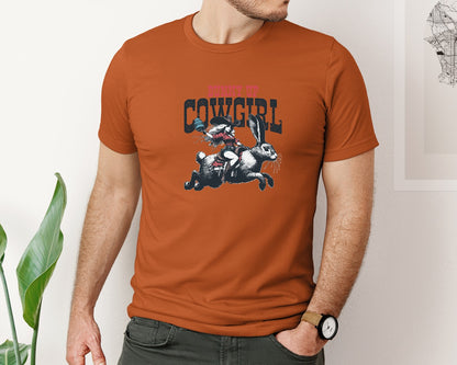 brand:Bella Canvas|color:Autumn|Bunny Up Cowgirl Easter Egg Shirt Graphic T-Shirt