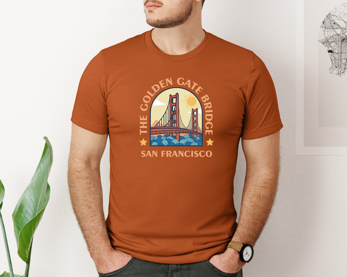 brand:Bella Canvas|color:Autumn|The Golden Gate Bridge Graphic T-Shirt