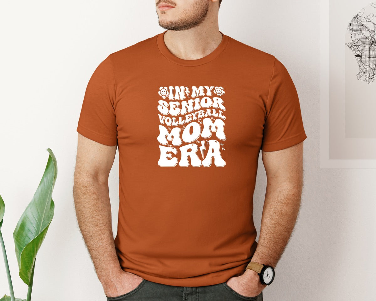 brand:Bella Canvas|color:Autumn|In My Senior Volleyball Mom Era 2 Graphic T-Shirt