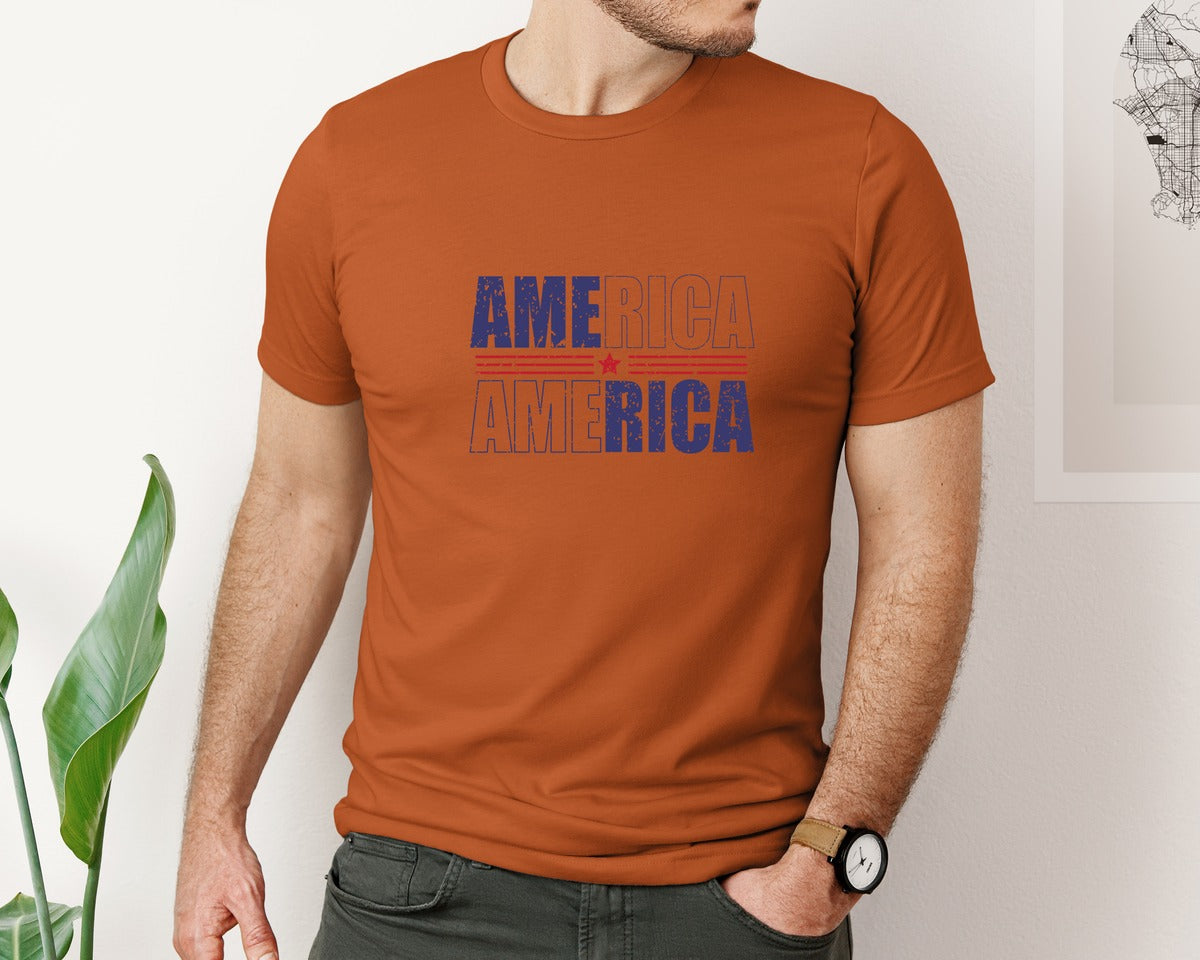 brand:Bella Canvas|color:Autumn|America Patriotic Graphic T-Shirt