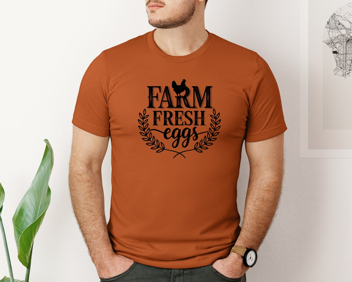 brand:Bella Canvas|color:Autumn|Farm Fresh Eggs T Shirt Design Silhouet Graphic T-Shirt