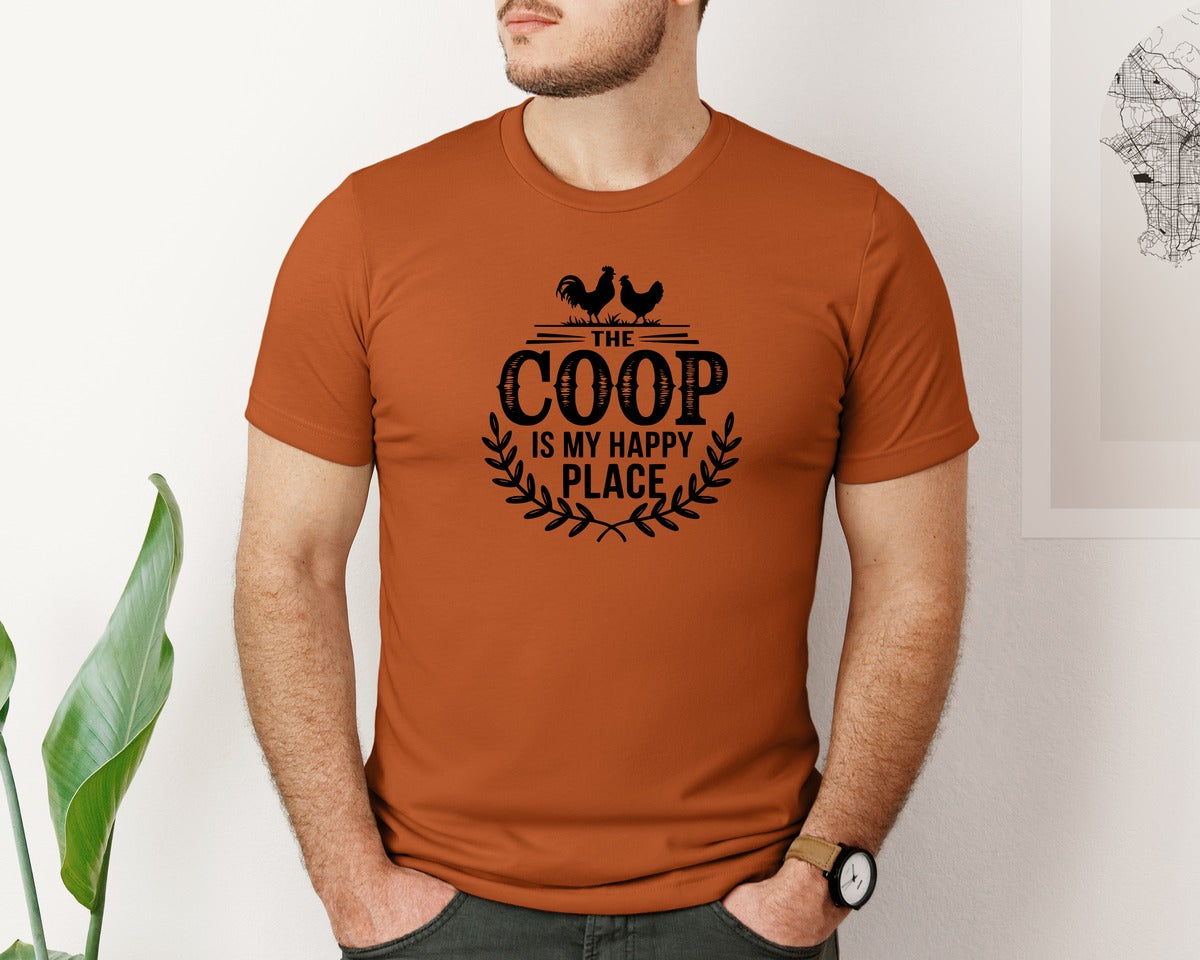 brand:Bella Canvas|color:Autumn|The Coop Is My Happy Place T Shirt Desig Graphic T-Shirt