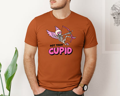 brand:Bella Canvas|color:Autumn|Not Today Cupid Skeleton Valentine 4 Graphic T-Shirt