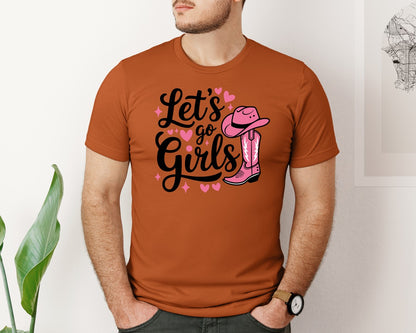 brand:Bella Canvas|color:Autumn|Lets Go Girls Western Cowgirl Graphic T-Shirt