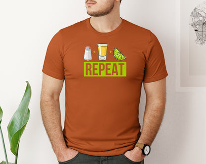 brand:Bella Canvas|color:Autumn|Salt Tequila Lime Repeat Graphic T-Shirt