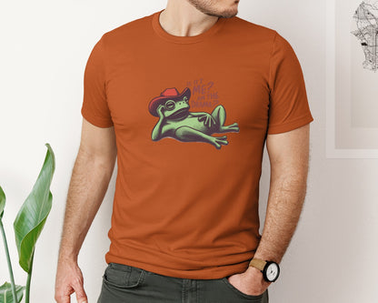 brand:Bella Canvas|color:Autumn|Drama Frog Funny Cowboy Aesthetic Graphic T-Shirt