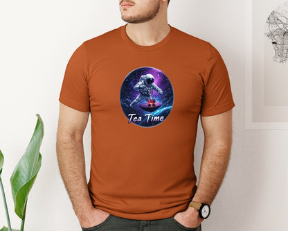 brand:Bella Canvas|color:Autumn|Astronaut Tea Time In Space T Shirt Graphic T-Shirt