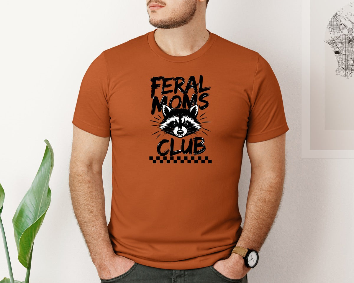 brand:Bella Canvas|color:Autumn|Feral Moms Club Mom Life Raccoon Graphic T-Shirt