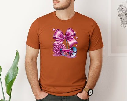 brand:Bella Canvas|color:Autumn|Cheerleading Bow Pom Poms Graphic T-Shirt