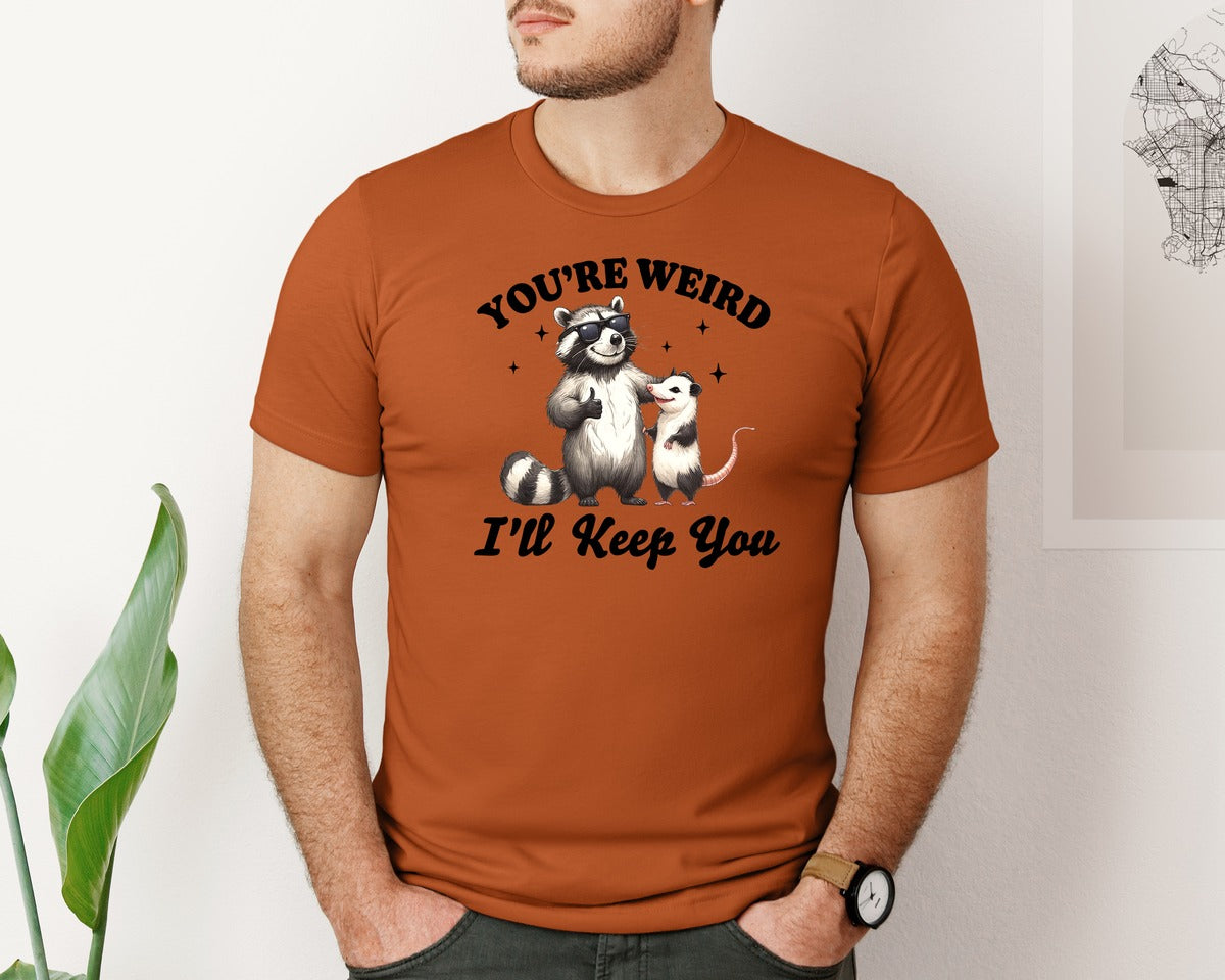brand:Bella Canvas|color:Autumn|Sarcastic Funny Raccoon Possum Weird Graphic T-Shirt